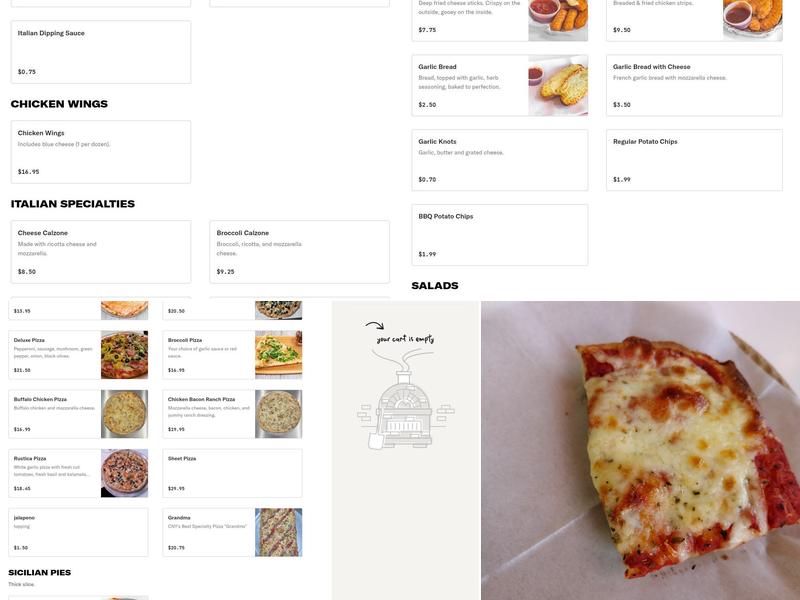 Mario & Salvo's Pizzeria Menu