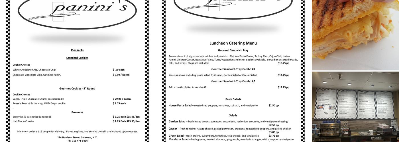 Panini's Menu