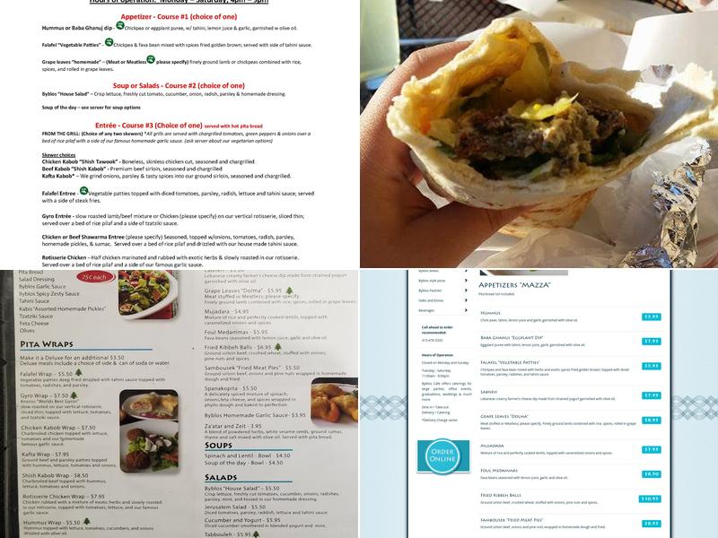 Byblos Mediterranean Cafe Menu