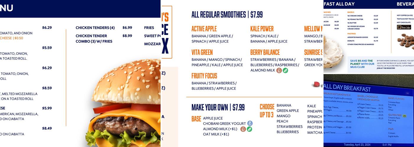 Pages Cafe Menu