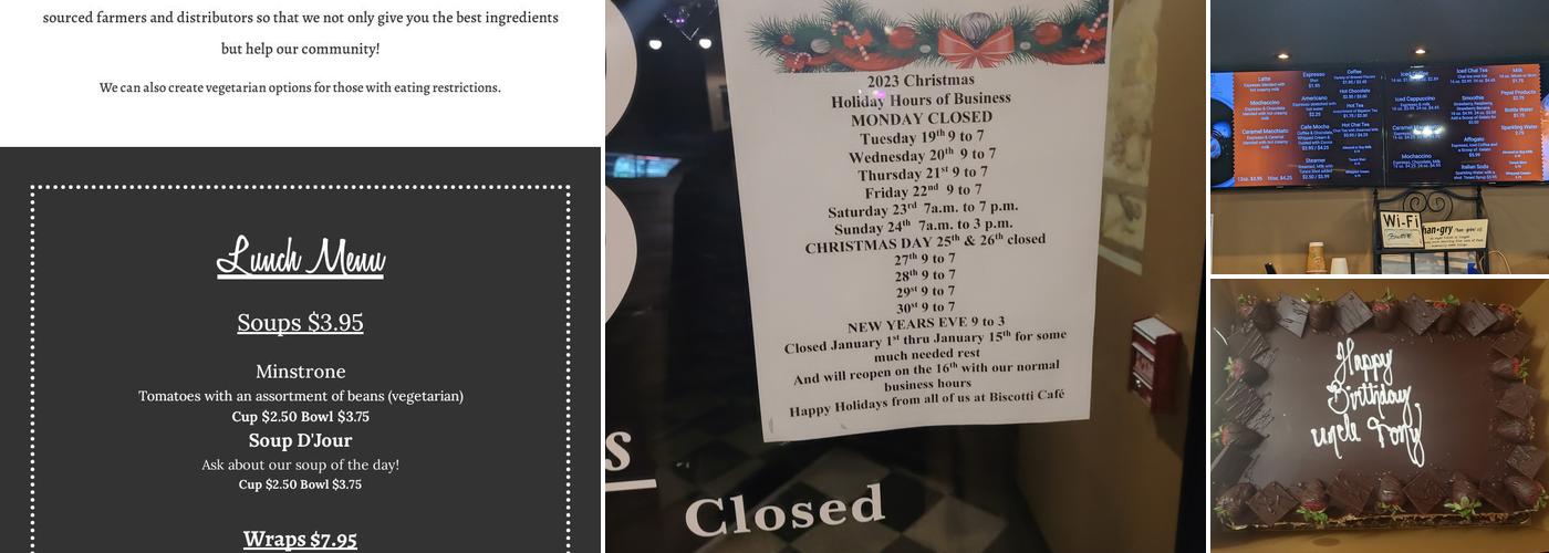 Biscotti Cafe & Pastry Shop Menu