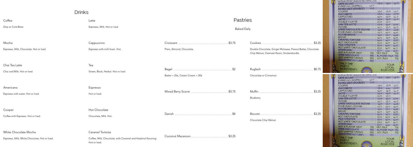 Freedom of Espresso Menu