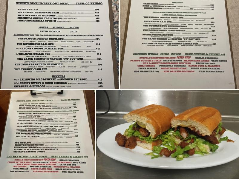 Steve's Restaurant Menu