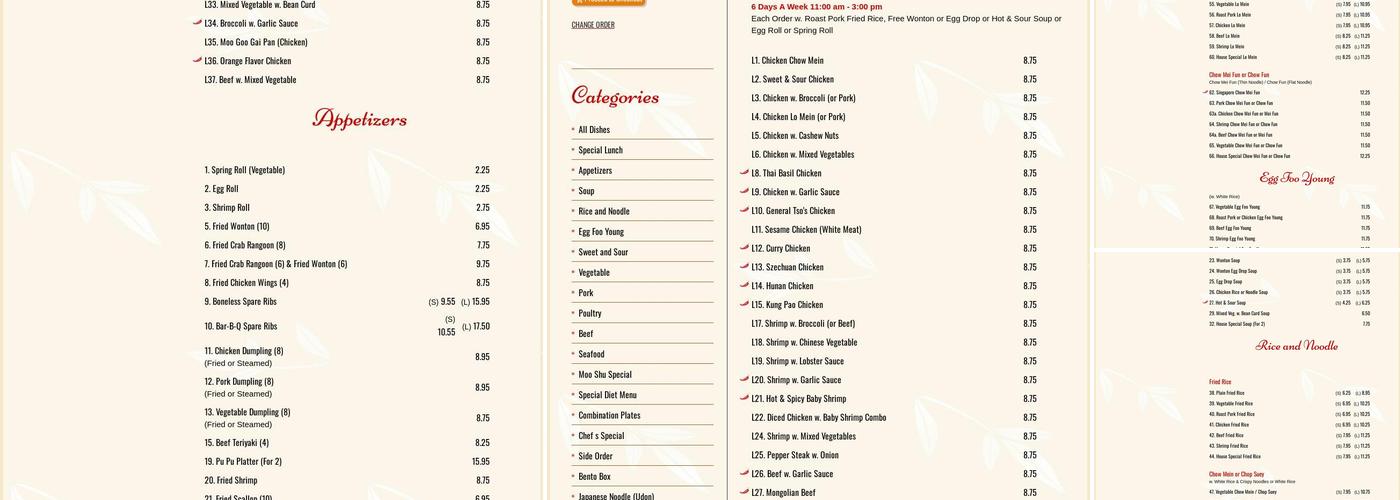 Fortune Hawaii Menu