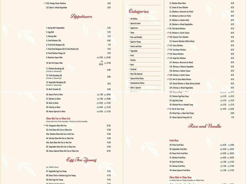 Fortune Hawaii Menu