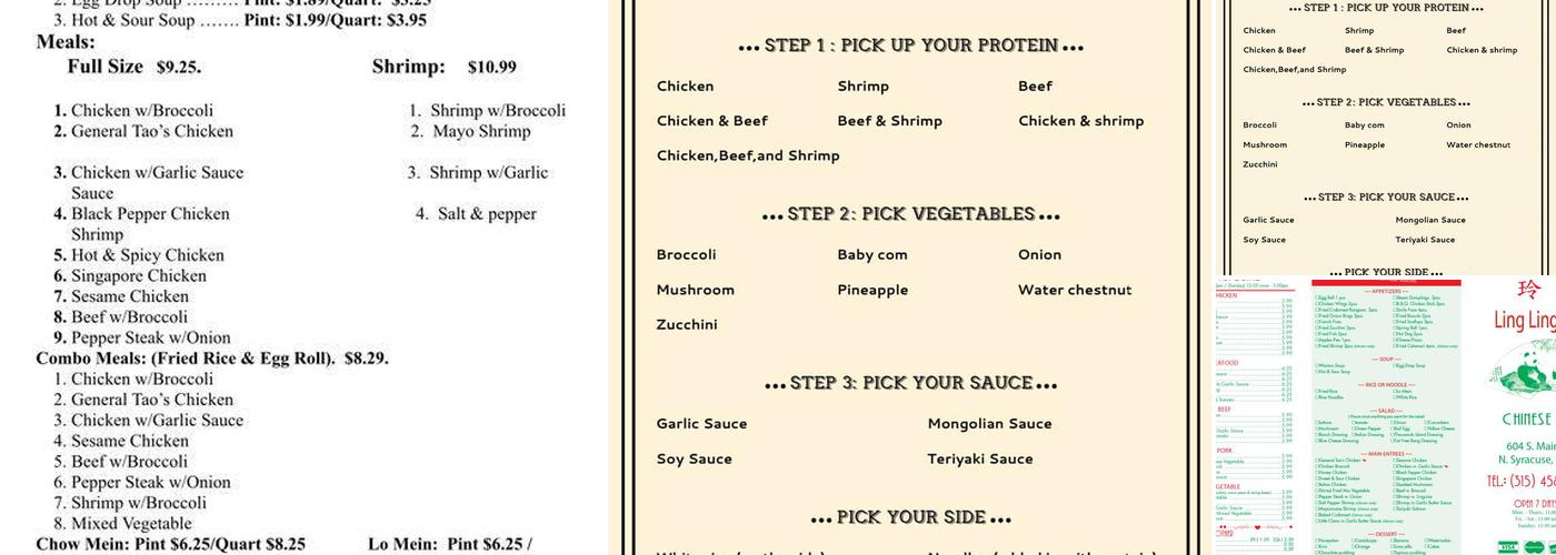 Ling Ling Buffet Menu