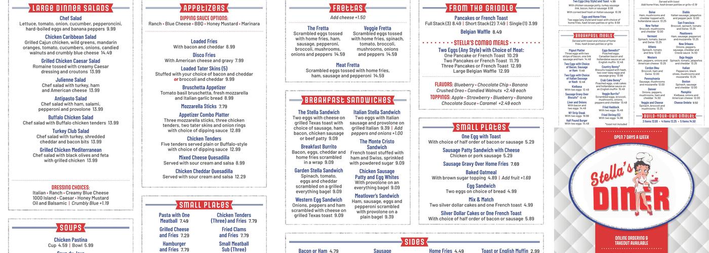 Stella's Diner Menu