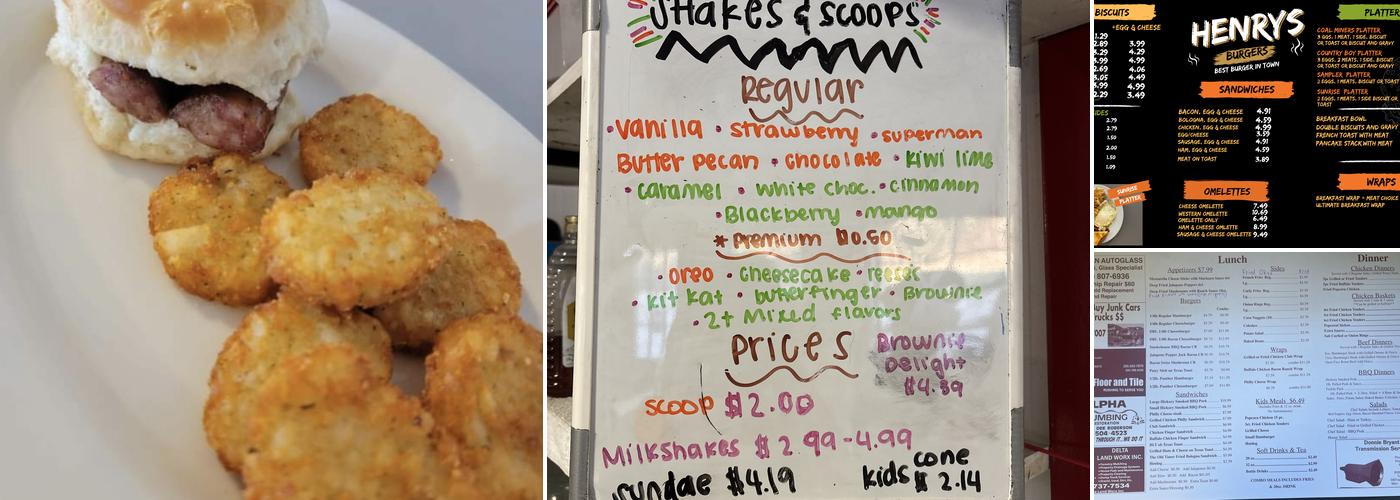 Henry's Burgers & Cream Menu