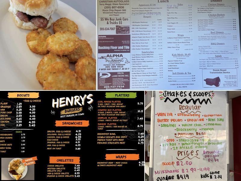 Henry's Burgers & Cream Menu
