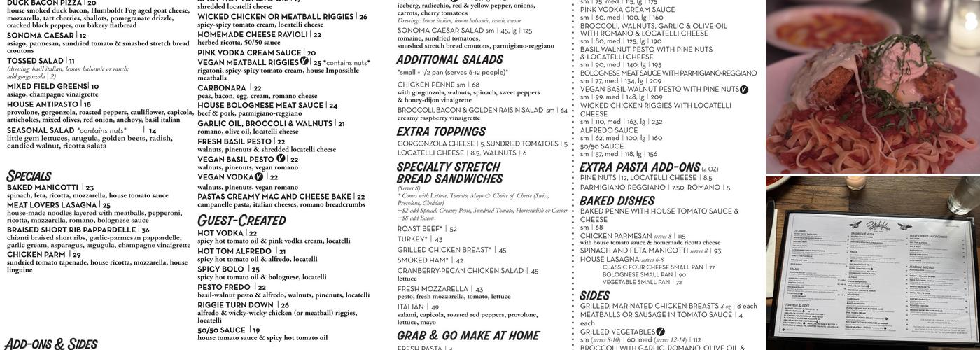 Pastabilities Menu