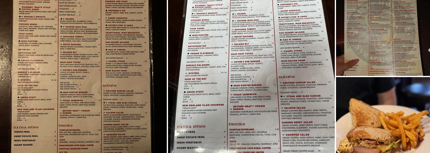 Kitty Hoyne's Irish Pub Menu