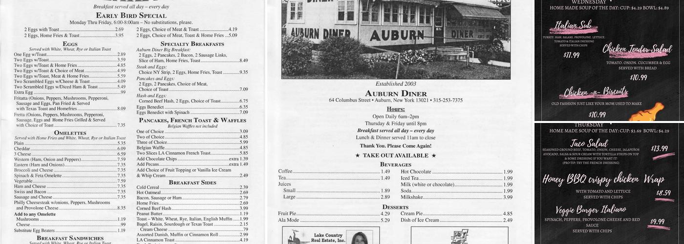 Auburn Diner Menu