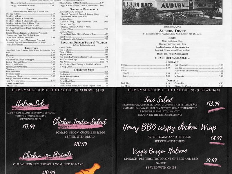 Auburn Diner Menu