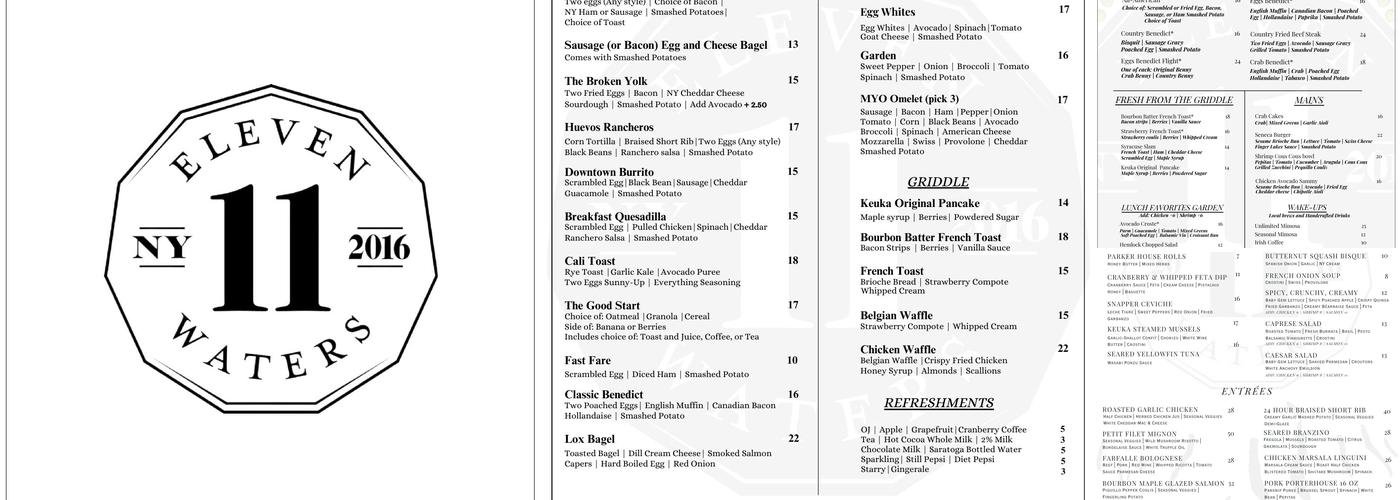 Eleven Waters Menu