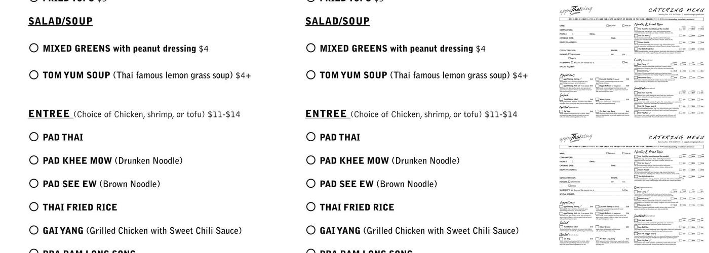 appeThaizing Thai Restaurant Menu