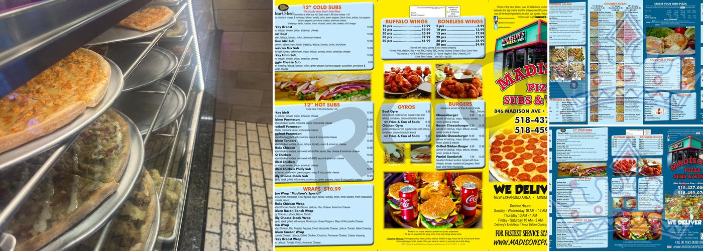 Madison's Pizza Menu