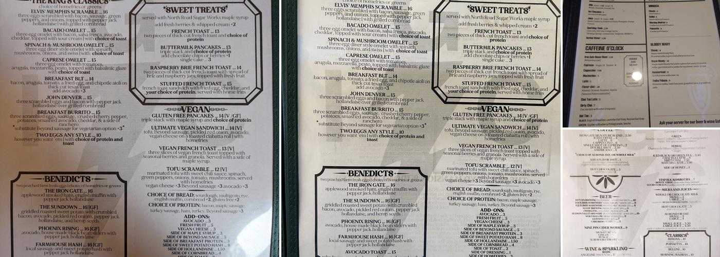 Iron Gate Cafe Menu