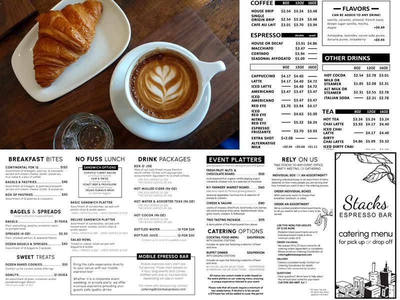 Stacks Espresso Bar Menu