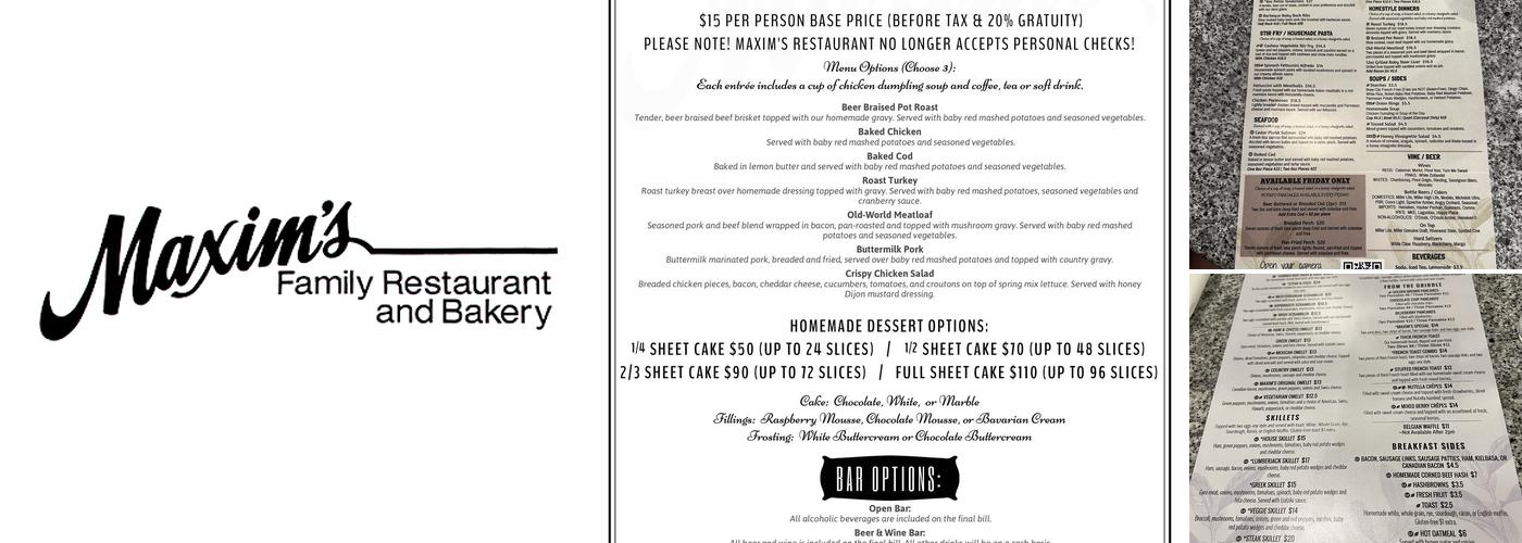 Maxim's Restaurant Menu