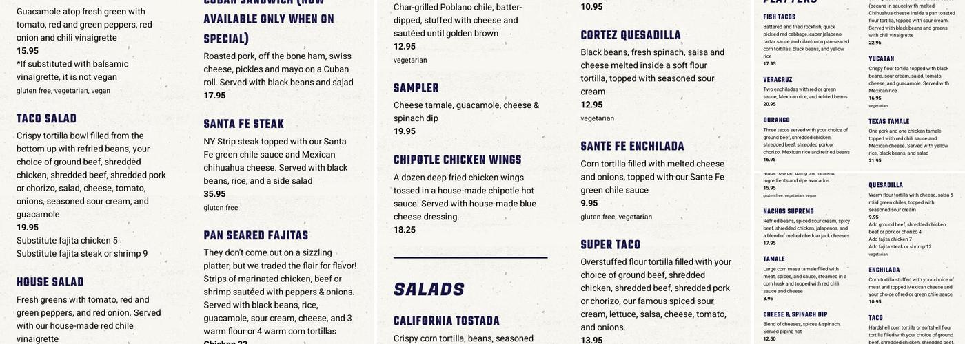Mexican Connection Menu