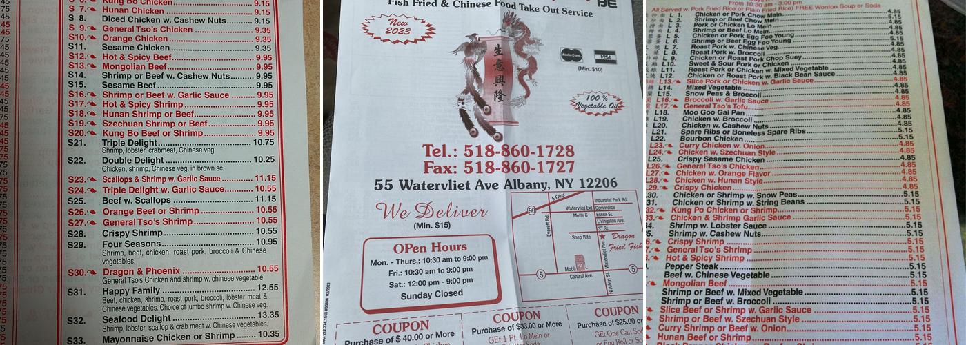 Dragon Fried Fish Menu