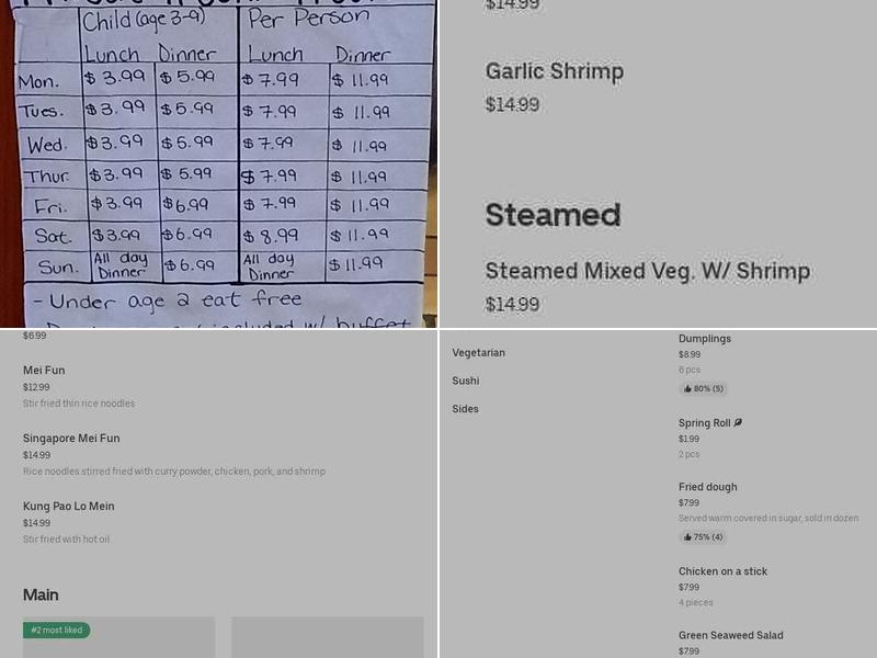 Capital Buffet Menu