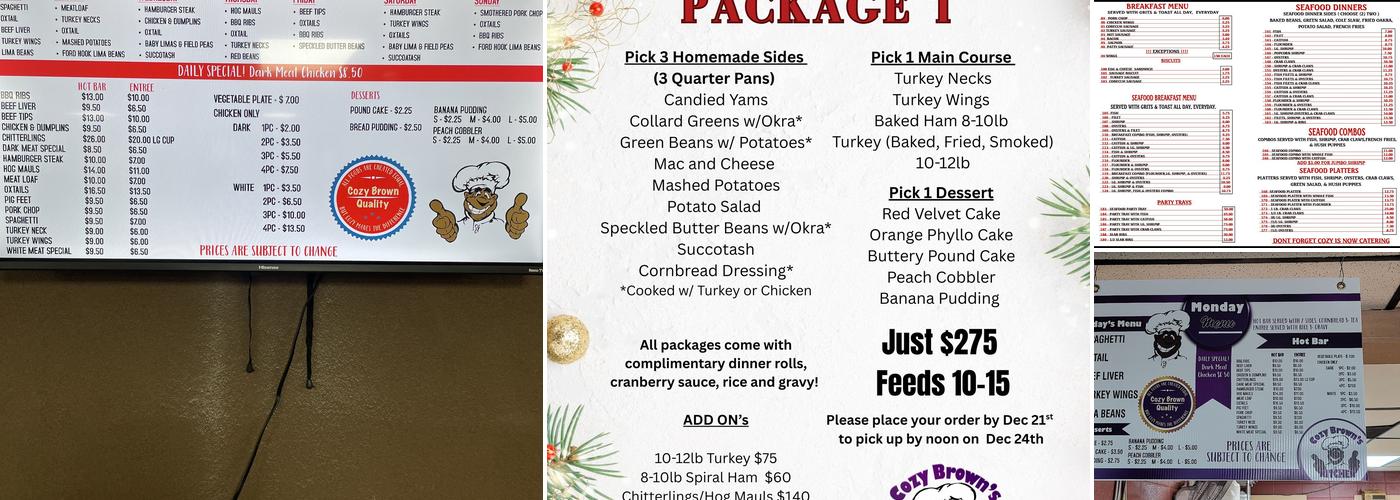 Cozy Brown's Kitchen Menu