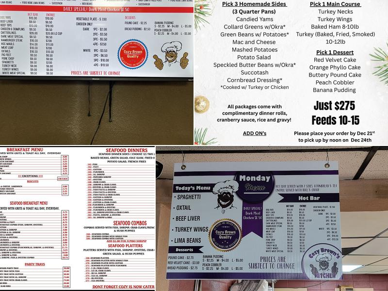 Cozy Brown's Kitchen Menu