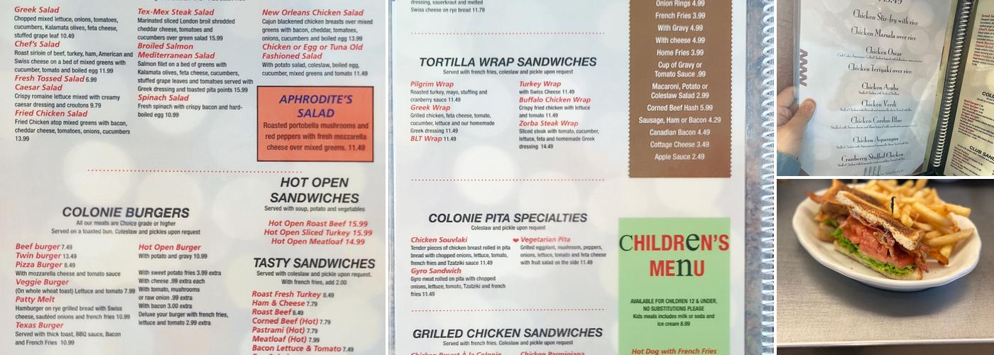 Colonie Diner Menu