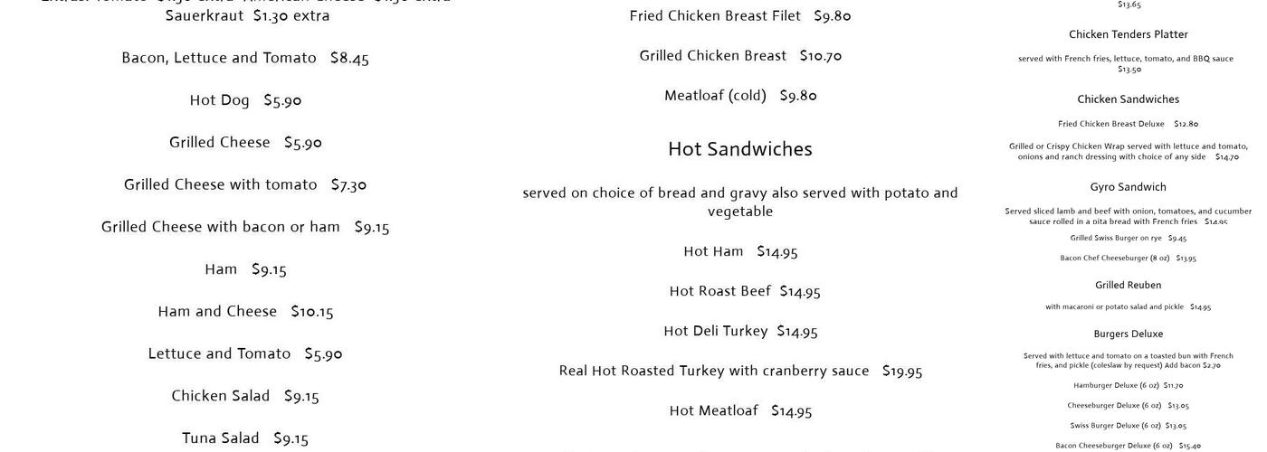 Middleburgh Diner Menu