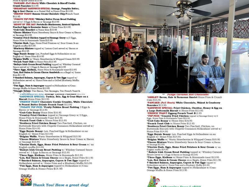 Triangle Diner Menu