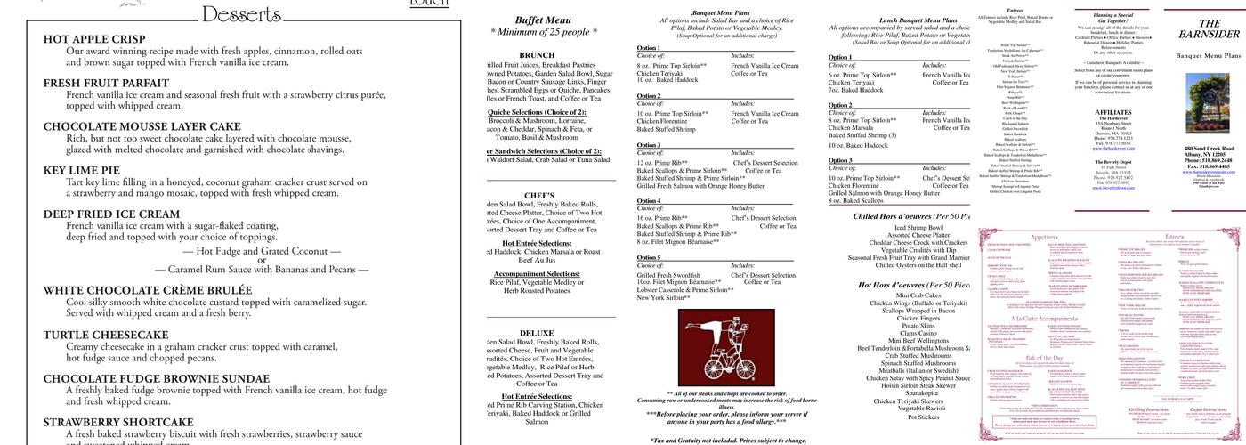 Barnsider Menu