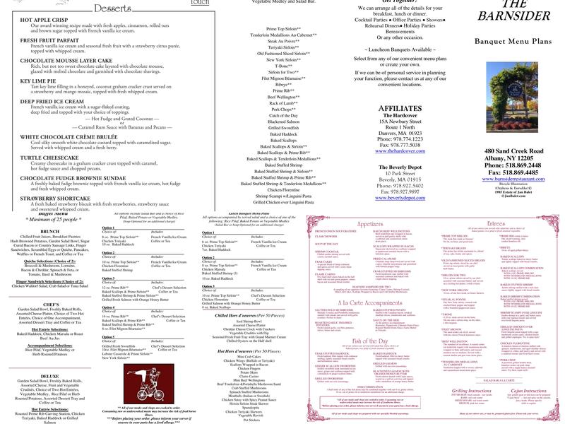 Barnsider Menu
