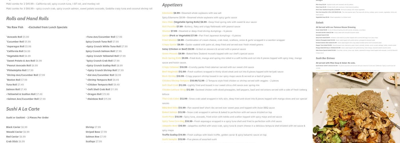 Sake Japanese Steakhouse Menu