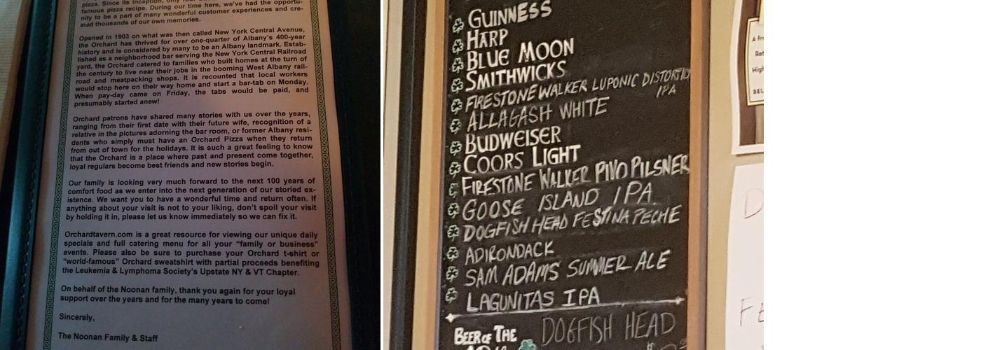 The Orchard Tavern Menu