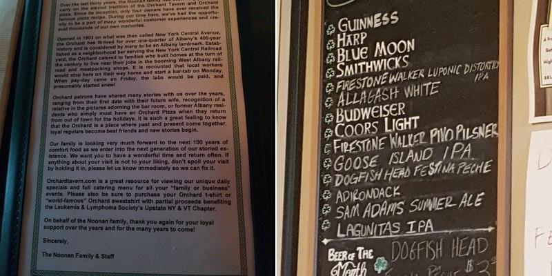 The Orchard Tavern Menu