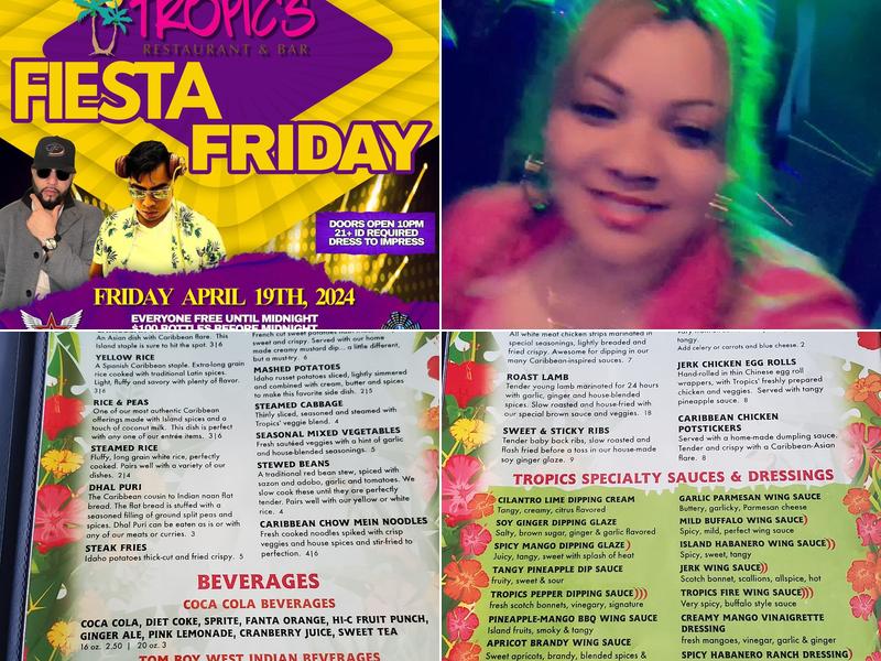 Tropics Restaurant & Bar Menu