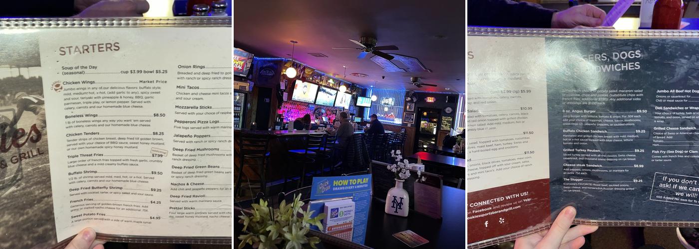 Rookies Sports Bar & Grill Menu