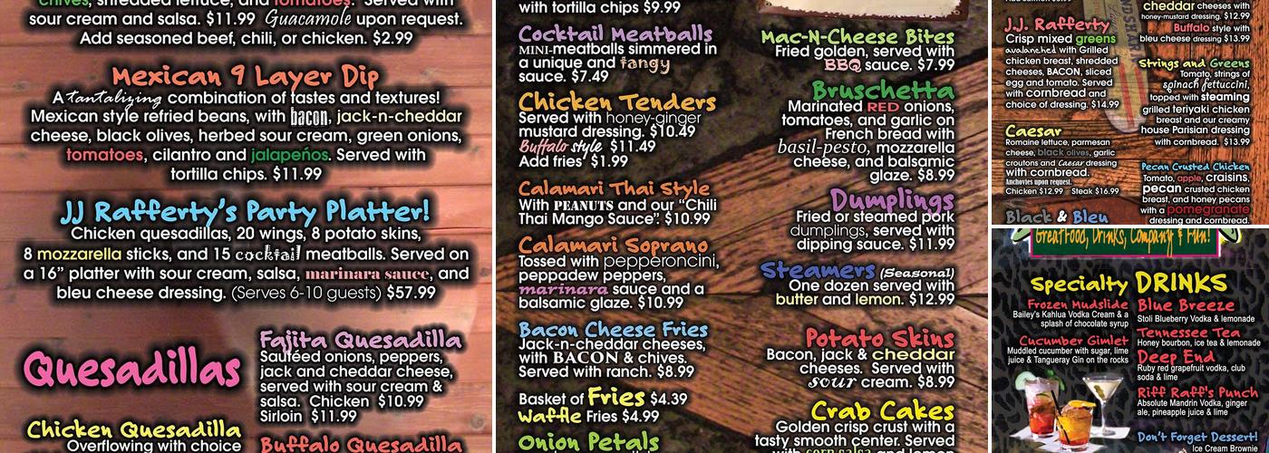 J J Rafferty's Menu