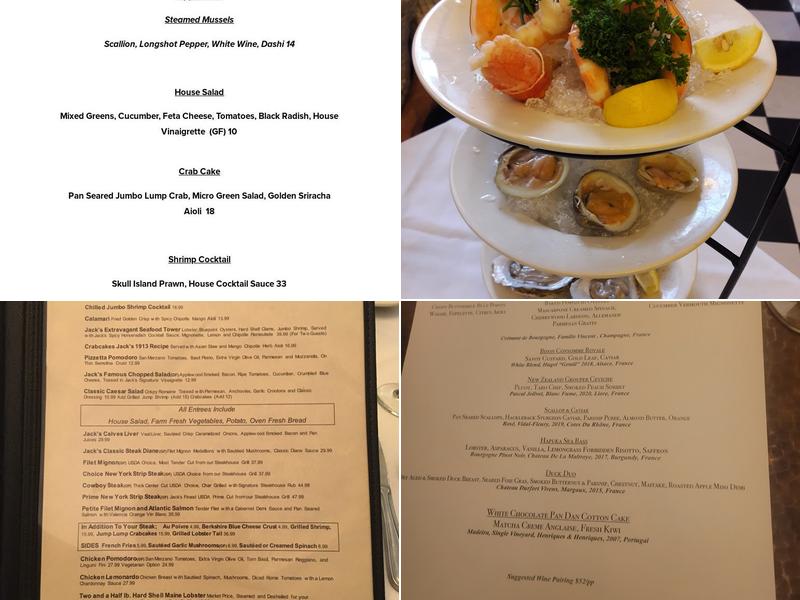 Jack's Oyster House Menu