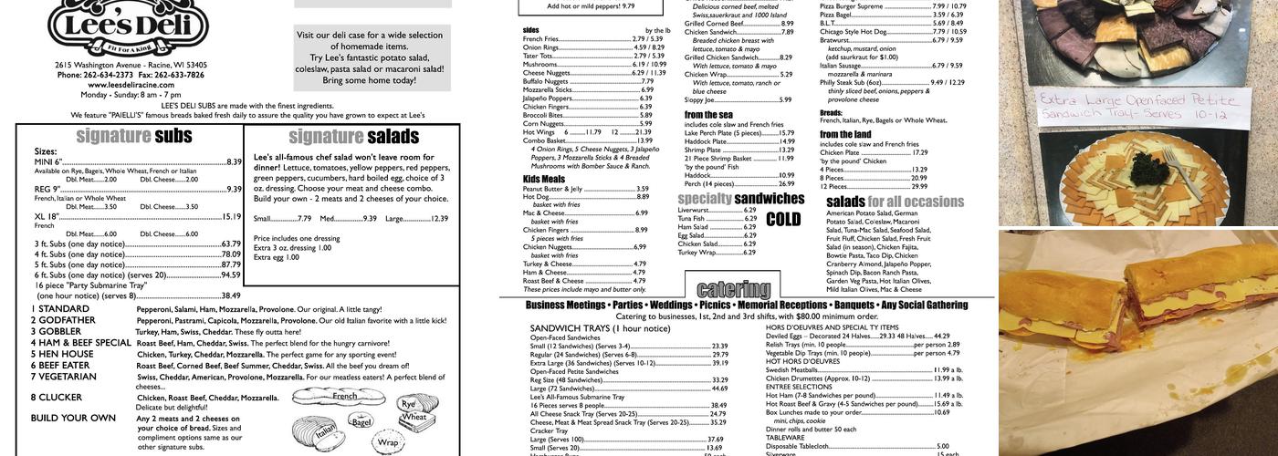 Lee's Deli Menu