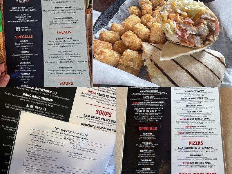 Hideaway Pub & Eatery Menu