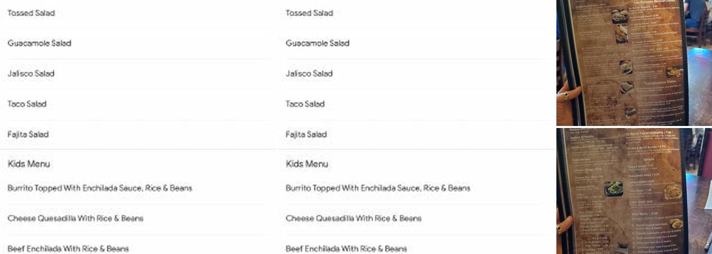 Los Patrones Menu