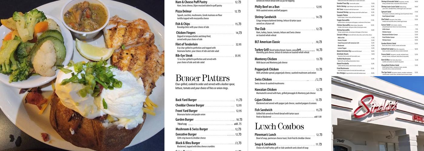 Sinclair's East Menu