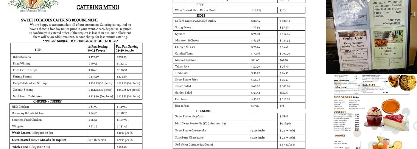 Sweet Potatoes Restaurant Menu