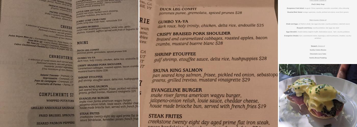 Evangeline Menu