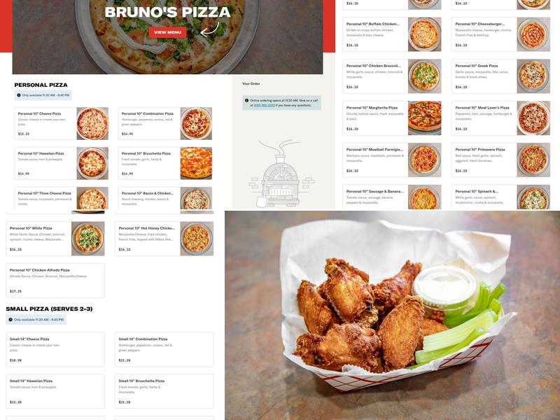 Bruno's Pizza Menu