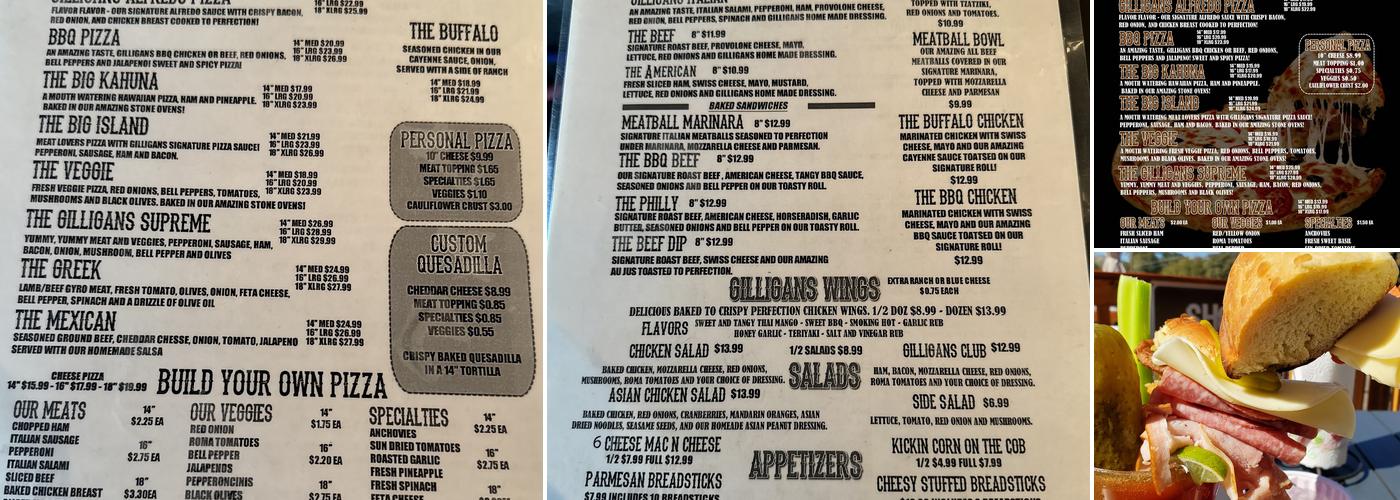 Gilligans Pizza & Bar Menu