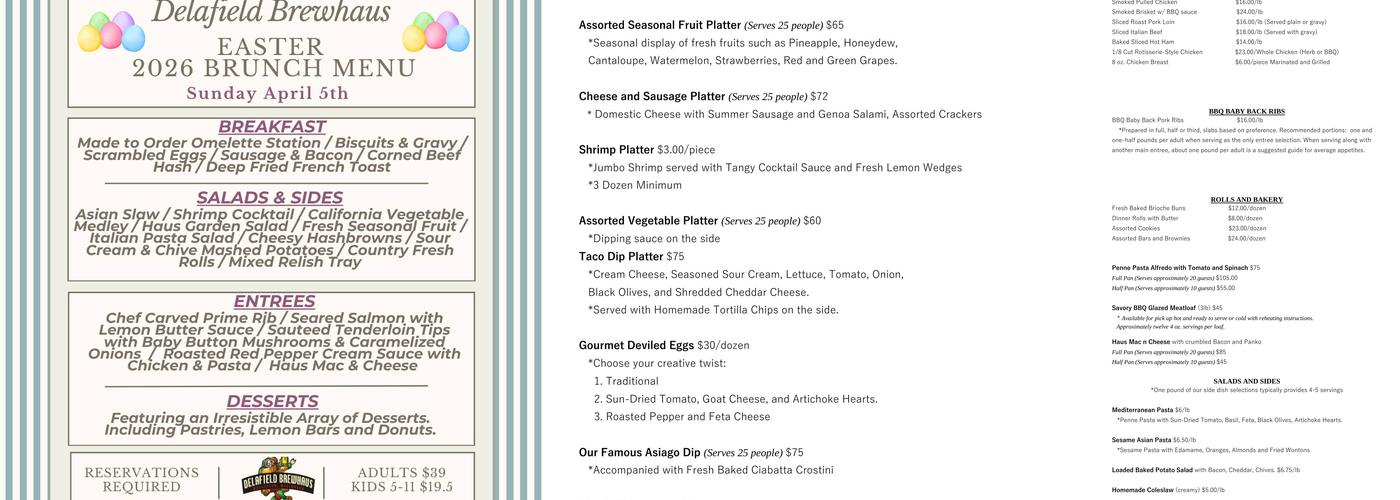 Delafield Brewhaus Menu