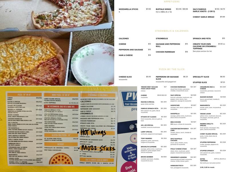 Sal's Pizza Cedarburg Menu